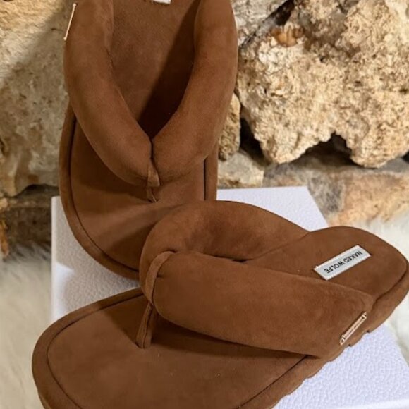 Naked Wolfe Hilary Brown Leather Platform Flip Flop Sandals EU 37 US 7 - Picture 3 of 10